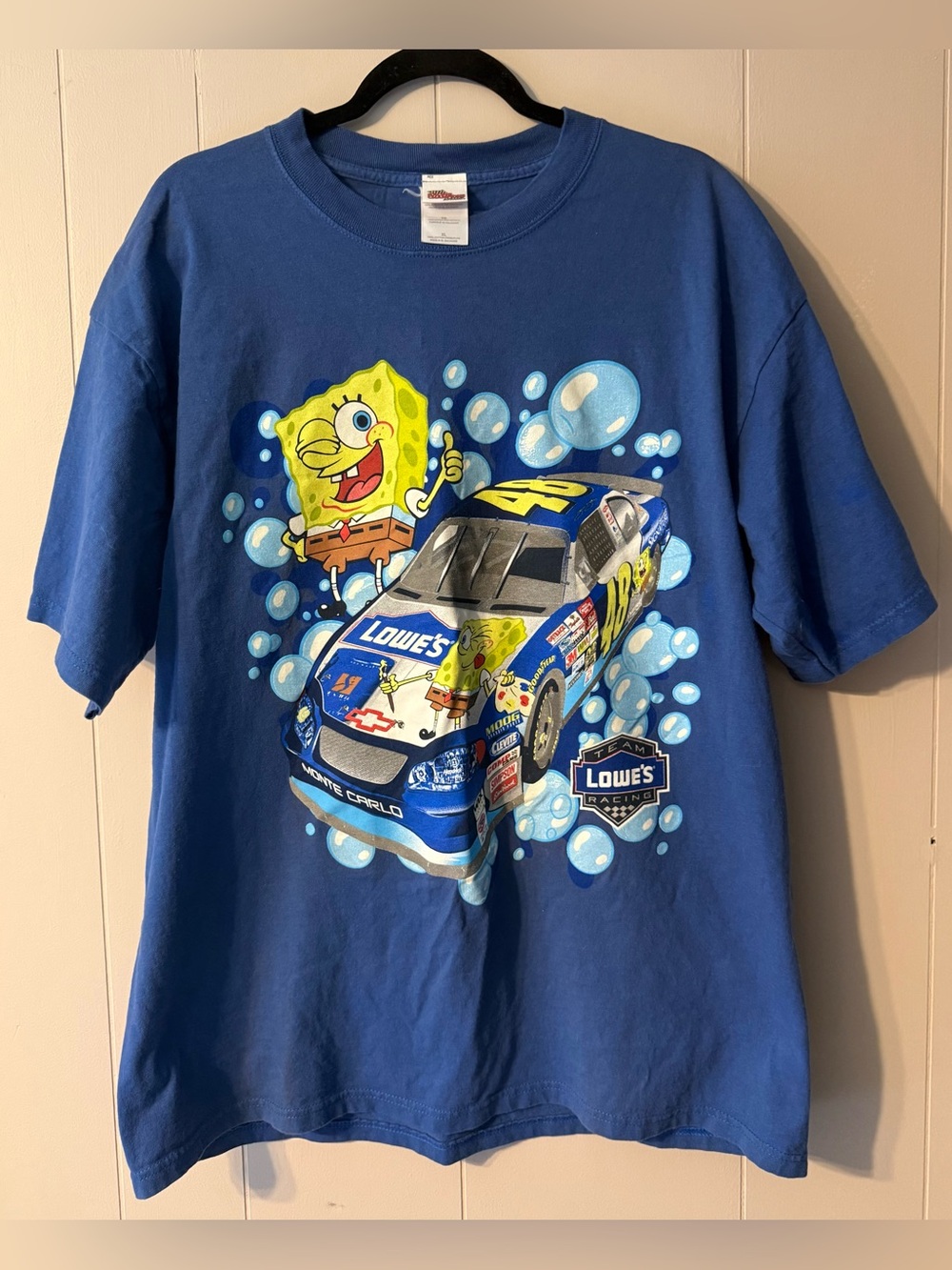 Vintage 2003 SpongeBob SquarePants Jimmie Johnson #48 Lowe’s Racing T-Shirt XL